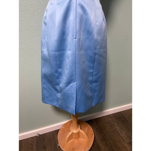 Alfred Angelo Women's Blue and Lime Green Bow Strapless Dress Prom Dance Size 8 - Picture 6 of 12